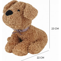 Zarážka do dverí CALM DOG 23 cm - Psík s mašľou - hnedý