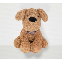 Zarážka do dverí CALM DOG 23 cm - Psík s mašľou - hnedý