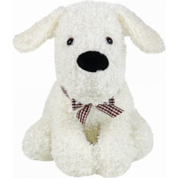 Zarážka do dverí CALM DOG 23 cm - Psík s mašľou - biely