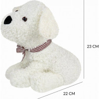 Zarážka do dverí CALM DOG 23 cm - Psík s mašľou - biely