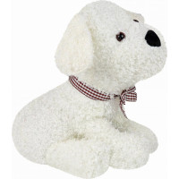 Zarážka do dverí CALM DOG 23 cm - Psík s mašľou - biely