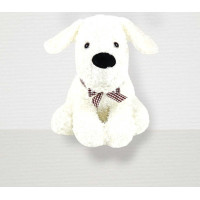 Zarážka do dverí CALM DOG 23 cm - Psík s mašľou - biely