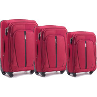 Moderné cestovné tašky STRIPE 4 - set S+M+L - tmavo červené