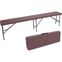 Set cateringového nábytku RATTAN - stôl 180 cm + 2 lavice - hnedý