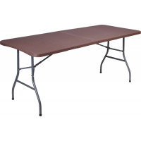 Set cateringového nábytku RATTAN - stôl 180 cm + 2 lavice - hnedý