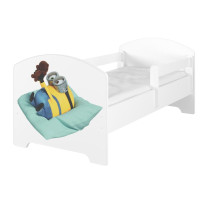 Detská posteľ OSKAR - 140x70 cm - Mimoni - Mimoň s medvedíkom