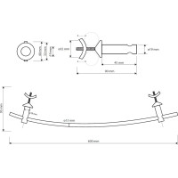 Držiak uterákov na vykurovacie teleso oblý - 600 × 40 × 95 mm - chróm