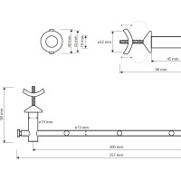 Držiak uterákov na vykurovacie teleso s vešiačikmi - 355 × 40 × 90 mm