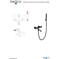 Vaňová termostatická batéria VEO so sprchou - čierna