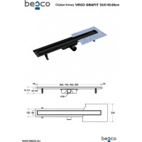 Sprchový odtokový žľab VIRGO DUO GRAFIT 2v1 - grafitový