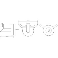 Vešiak dvojitý magnetický - 85 × 55 × 70 mm - chróm