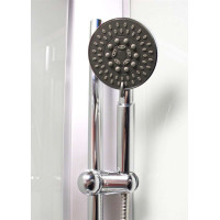 Sprchový box bez striešky s vaničkou SMC - štvrťkruh - satin ALU/sklo Point - biele steny