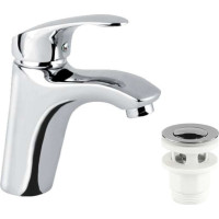 Umývadlová stojanková batéria SONÁTA s click/clack zátkou s prepadom - chrómová