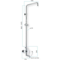 Sprchová tyč s vaňovou batériou EVE 15 cm - bez príslušenstva - chrómová
