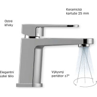 Umývadlová stojanková batéria MADA s click/clack zátkou s prepadom - chrómová