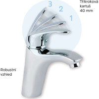 Umývadlová stojanková batéria SONÁTA s click/clack zátkou s prepadom - chrómová