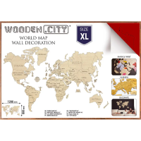 WOODEN CITY Drevená mapa sveta veľkosť XL (120x80 cm) červená