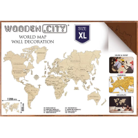 WOODEN CITY Drevená mapa sveta veľkosť XL (120x80 cm) hnedá