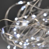 Vianočná reťaz strieborná 10 m - 100 mini LED - studená biela