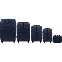 Moderné cestovné kufre CADERE - set KK+XS+S+M+L - tmavo modré