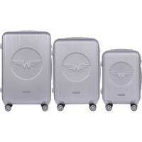 Moderné cestovné kufre WILL 2 - set S+M+L - strieborné - TSA zámok