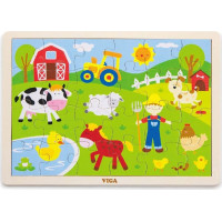 VIGA Drevené puzzle Farma 24 dielikov