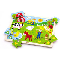 VIGA Drevené puzzle Farma 24 dielikov