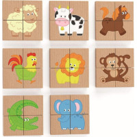VIGA Drevené magnetické puzzle Zvieratká 32 dielikov