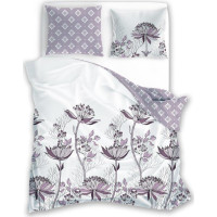 Saténové obliečky PURE SATEEN - fialové kvety/biele - 160x200 cm