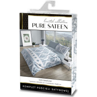 Saténové obliečky PURE SATEEN - modré / ornamenty - 220x200 cm
