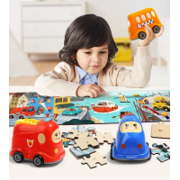 TOP BRIGHT Drevené puzzle s hračkou: Hasičské auto 24 dielikov