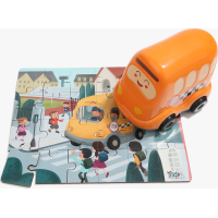 TOP BRIGHT Drevené puzzle s hračkou: Školský autobus 24 dielikov