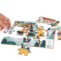 TOP BRIGHT Drevené puzzle s hračkou: Školský autobus 24 dielikov