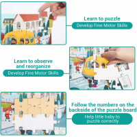 TOP BRIGHT Drevené puzzle s hračkou: Školský autobus 24 dielikov
