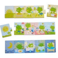 HABA Drevené puzzle Žabiakov deň 3x5 dielikov