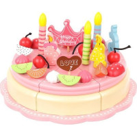Drevená narodeninová torta s doplnkami - ružová