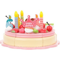 Drevená narodeninová torta s doplnkami - ružová
