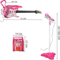 Detská gitara s mikrofónom a zosilňovačom - ružová