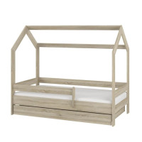 Detská domčeková posteľ so šuplíkom LITTLE HOUSE - dub sonoma - 180x80 cm