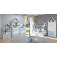 Detská domčeková posteľ LITTLE HOUSE - modrá - 180x80 cm