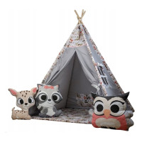 Detský stan TEEPEE (TÝPÍ) ANIMALS s doplnkami - LES - šedý