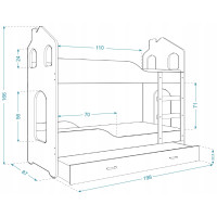 Detská Domčekové poschodová posteľ Dominik Y - 190x80 cm - Perníková chalúpka