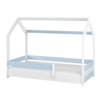 Detská domčeková posteľ s prístelkou LITTLE HOUSE - modrá - 180x80 cm