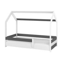 Detská domčeková posteľ s prístelkou LITTLE HOUSE - tmavo šedá - 180x80 cm