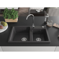 Kuchynský granitový drez MEXEN TOMAS - 80x50 cm - čierny kropenatý, 6516802000-76