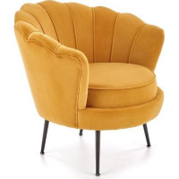 Kreslo AMORTO - čalúnené - horčicové/čierne
