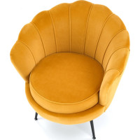 Kreslo AMORTO - čalúnené - horčicové/čierne