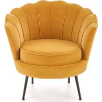 Kreslo AMORTO - čalúnené - horčicové/čierne