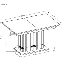 Jedálenský stôl LAMELLO - 130(180)x80x76 cm - rozkladací - dub artisan/čierny