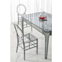 Jedálenský stôl GOMEZ - 120x80x74 cm - sklo/plast - dymový